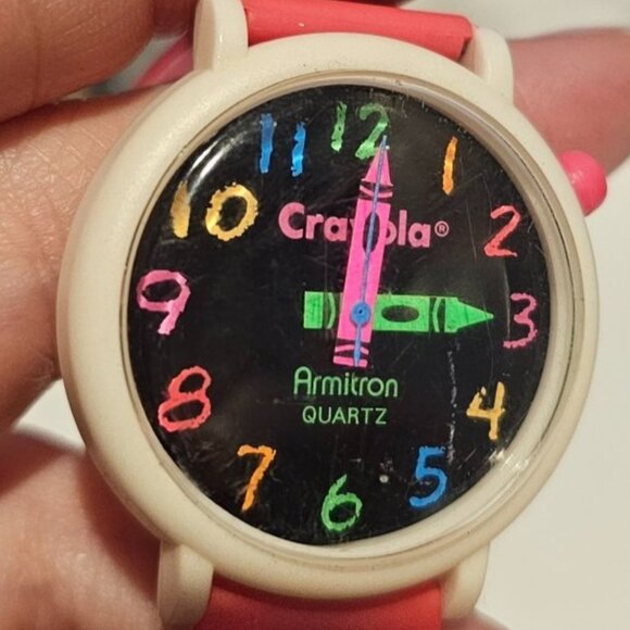Crayola Crayon Pink Jelly Band Watch Armitron Quartz Vintage 80s Bright UNTESTED - Picture 5 of 9